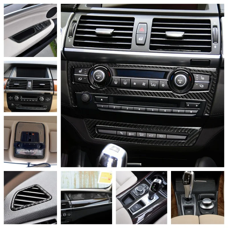 Whole Set Carbon Fiber Car Interior Modified For BMW X5 X6 E70 E71 2008-2014 Car Styling Accessories
