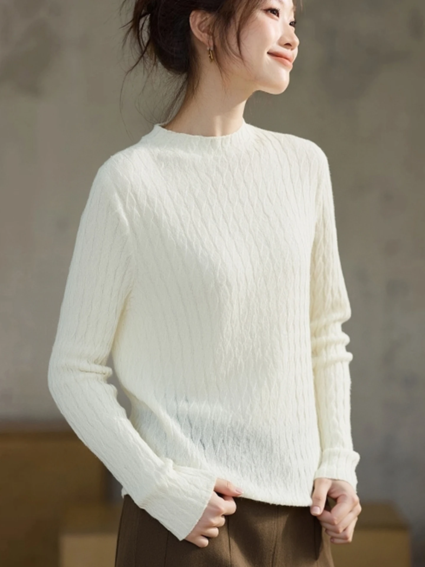 부드럽고 아늑한 롱 니트 스웨터 여성용 겨울 패션 캐주얼 다용도 베이스 레이어 슬림핏 오버헤드 스웨터