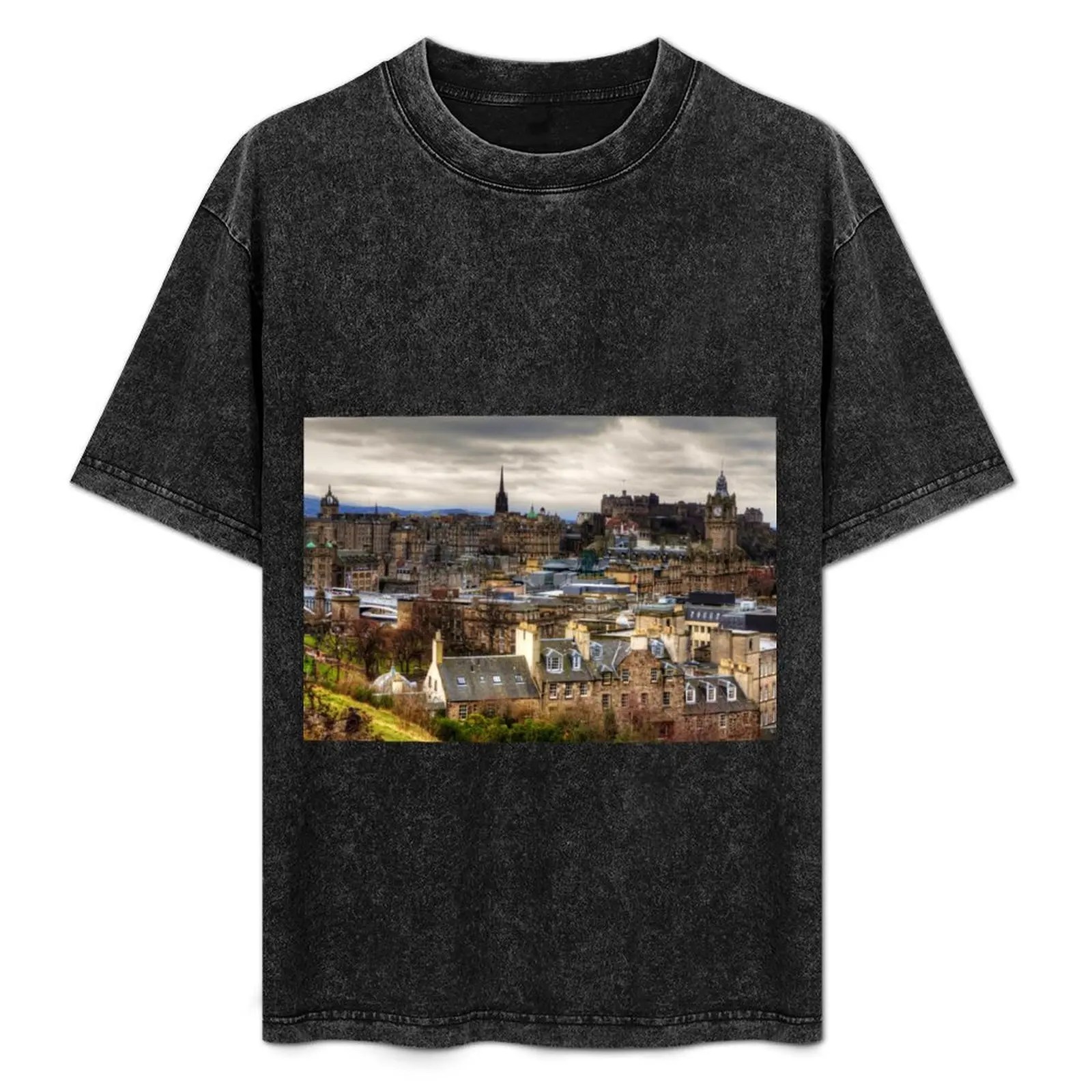 

Grey Skies over the Old Town T-Shirt Basic Solid Color Short Sleeve T-Shirt