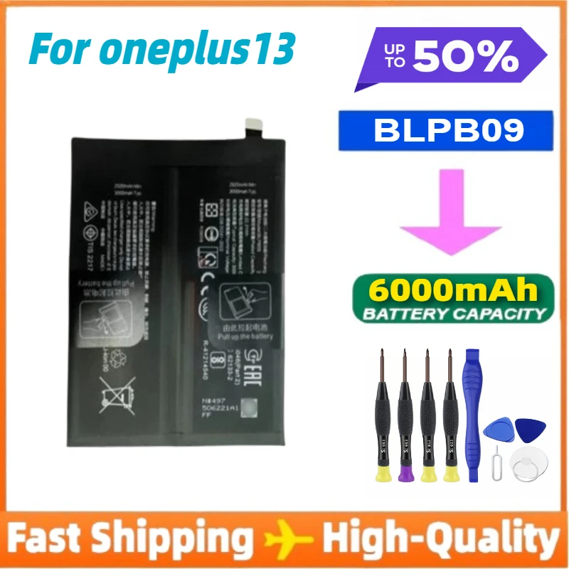BLPB09 Battery 6000mAh Batery for OP Oneplus 13 Mobile Phone Battery+Free Tools