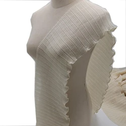 1 Yard Black and White Pleated Chiffon Fabric With Lace Edging Suitable For Clothing Extension And Craft Sewing17CM Wide