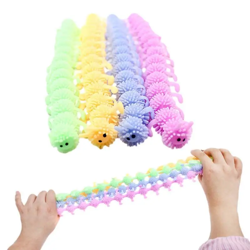 Stretchy Strings Sensory Toys Sensory Noodles Anxiety Relief Items For Kids Cute Caterpillars Shape Play Toy For Stress Relief