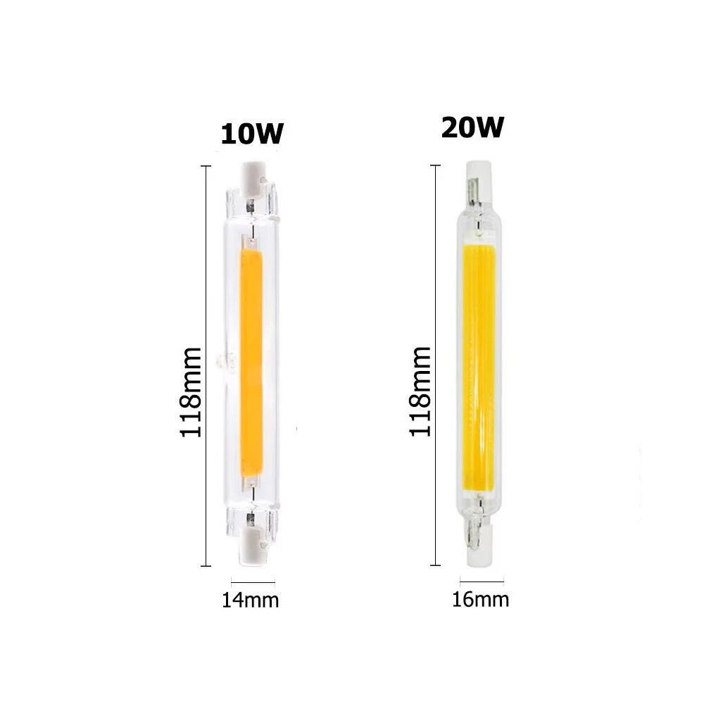 R7s Led Lamp 220v 10W/20W 118mm Indoor Outdoor Light Bright Tube White Cob Glass Tubes For Home Floodlight Bulb Energy Saving