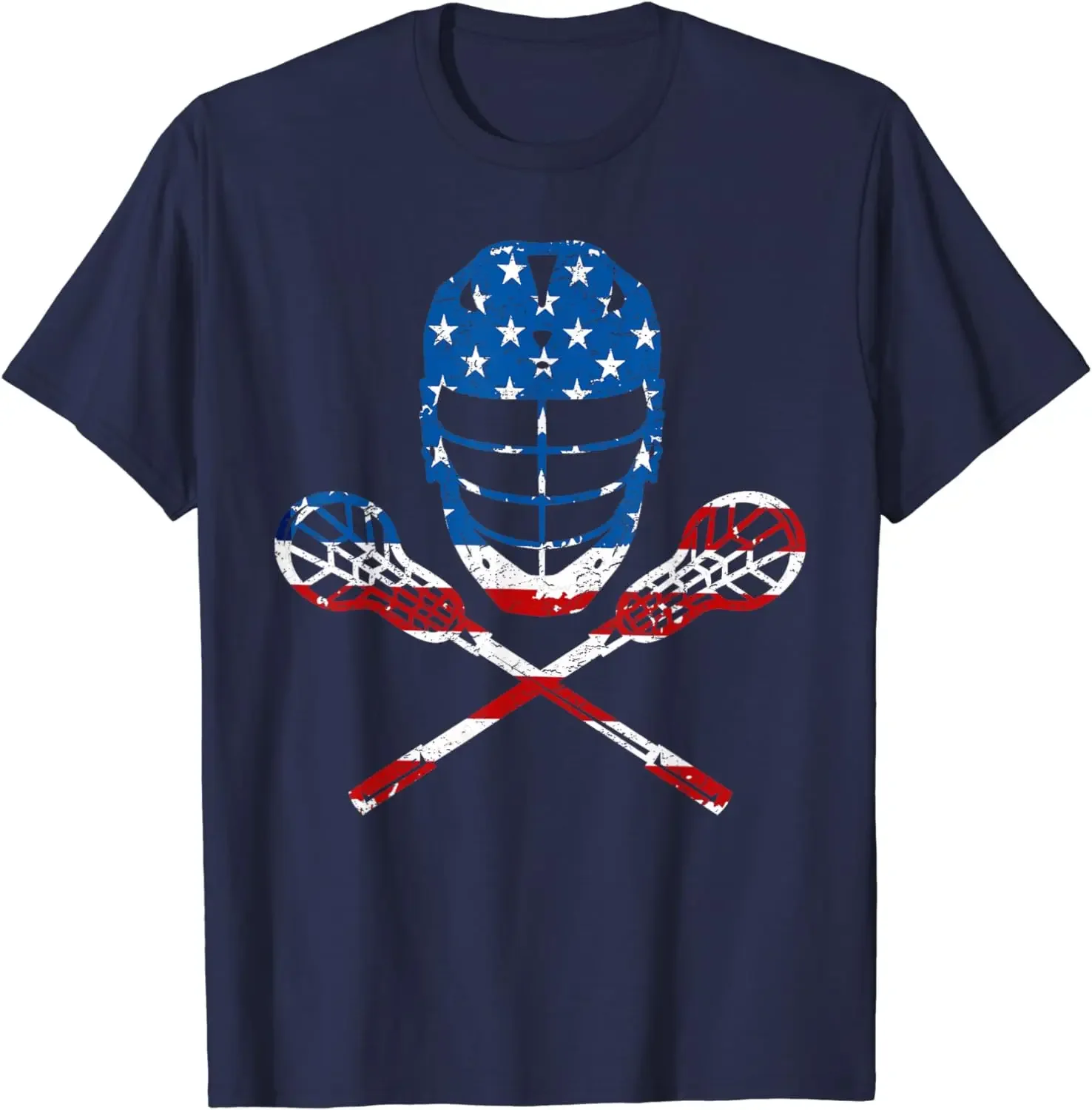 Lacrosse American Flag Lax Helmet Sticks 4th Of July Gifts T-Shirt