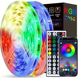 Fita LED RGB com Bluetooth, Fita de diodo, Fita Flexível, Fita Luces para Jardim, Quarto, Festa, USB, Controle de aplicativos, 5050, 5V, 1 m a 40m