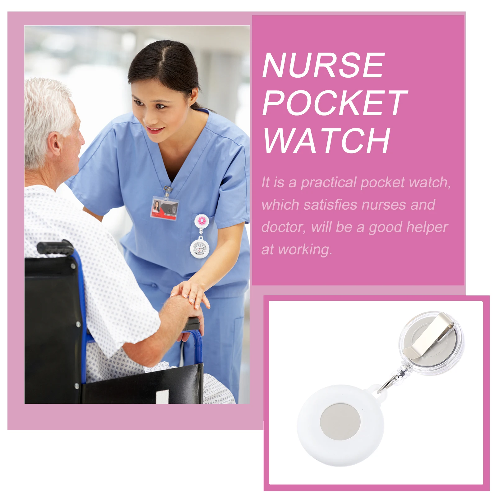 

2pcs Silicone Cartoon Pocket Watches Daisy Decor Nurse Doctor Gift Anti-Fall Timing Watch Lovely Hanging Chest Exquisite