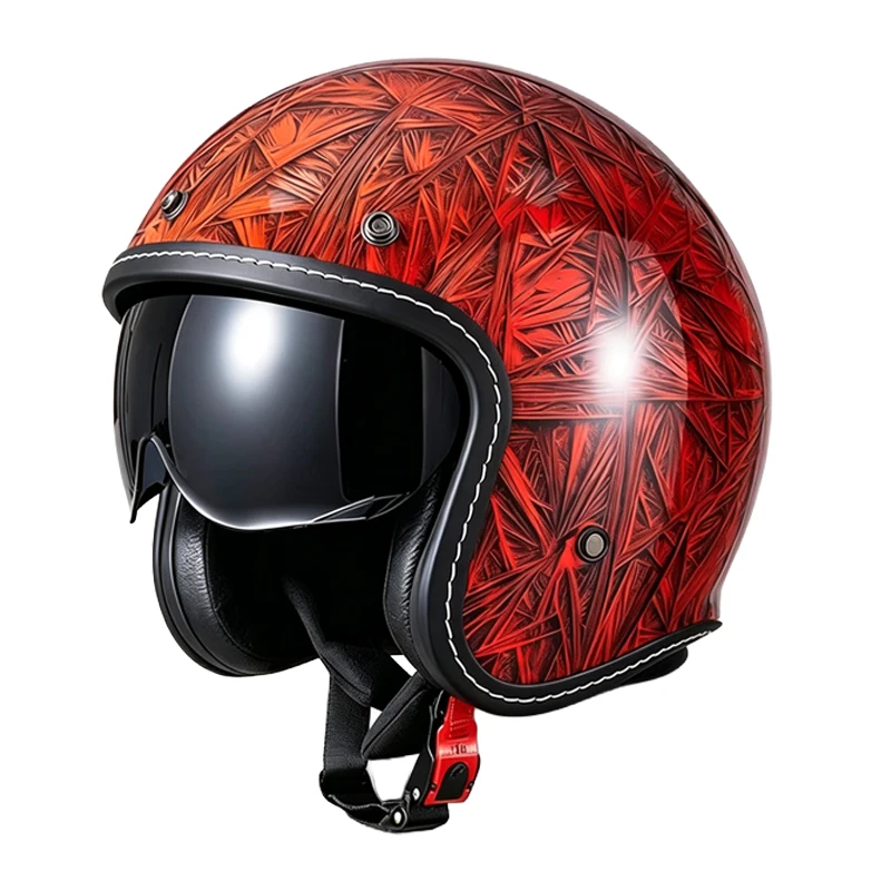 Export Version: 3C Certified Motorcycle Open Face Helmet, Retro 3/4 Helmet for Men & Women, All Seasons, Scooter & Cruiser Bike view 5