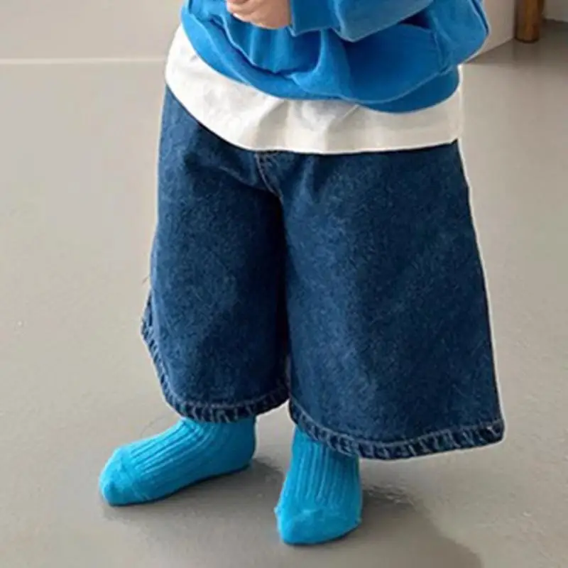 

2026 Summer New Children Denim Shorts Fashion Boys Versatile Casual Short Jeans Baby Girls Loose Wide Leg Pants Kids Clothes