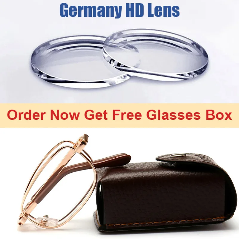 ETERLENS Elderly Metal Frame Resin Folding Reading Glasses Fashionable and Lightweight Anti Blue Light Glasses