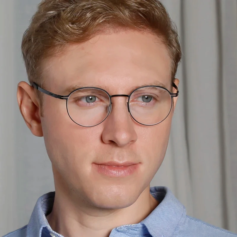 Germany Brand Men Round Prescription Glasses Frame Tona Vintage Titanium Ultralight Optical Myopia Progressive Eyeglasses Lens