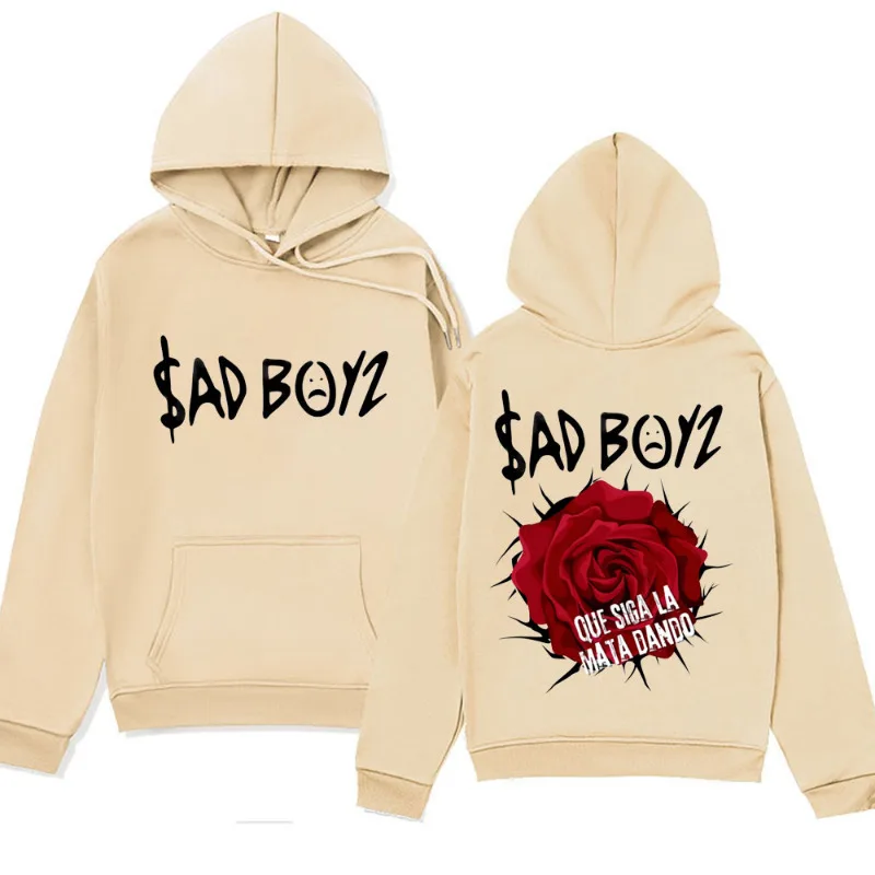 Singer Junior H Sad Boyz Graphic Hoodie Men's Clothing Fashion Oversized Hip Hop Sweatshirts Vintage Gothic Harajuku Pullover