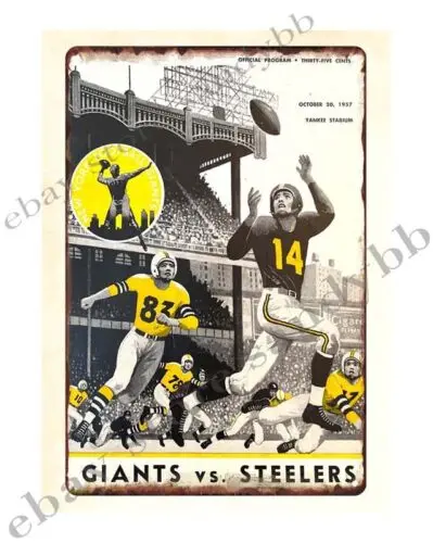 1 pcs,living room garage wall sign 1957 NY Pittsburgh Football Program metal tin sign