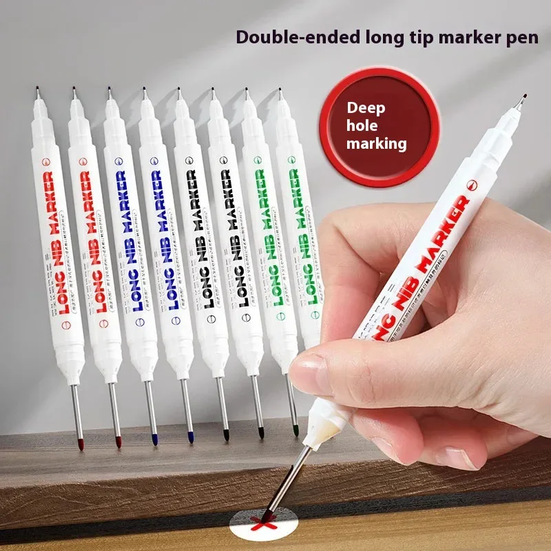 

8Pcs Set Dual Tip Waterproof Permanent Paint Art Marker Pen Oily Ink 0.5mm 1.0mm Long Nib For Wood Metal Glass Deep Hole Drawing