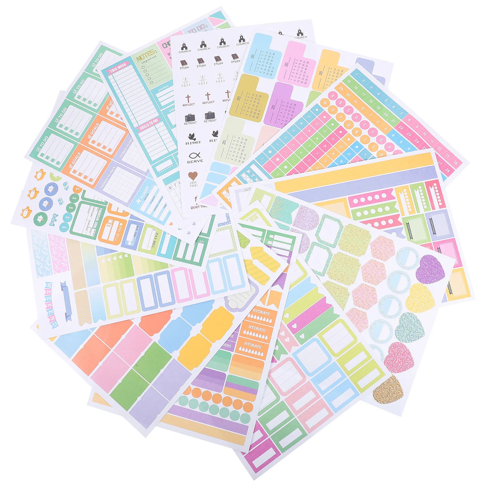 

12 Sheets Plan Sticker Journal Adhesive Adult Book Stickers for Planner Diy Craft Journaling Decorate Travel