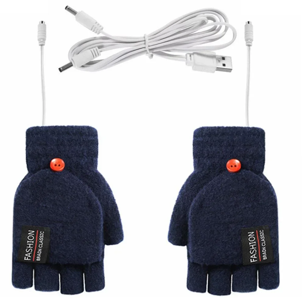 USB Rechargeable Heated Gloves, Winter Warm Hand Warmer Gloves for Skiing, Sports, Laptop Power Supply, Reusable