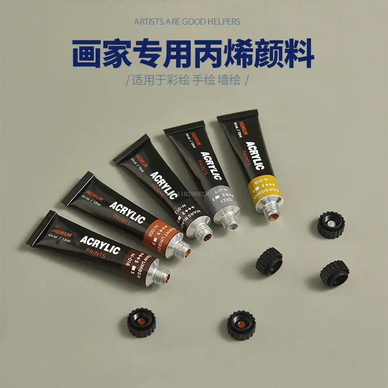 12/24/36 Colors Acrylic Paint Set 12ml Metallic Fluorescence for Canvas Rocks Wood Clay Fabric Painting  Pigments Art Supplies