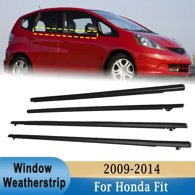 

For Honda Fit 2009-2014 4Pcs Window Outer Weatherstrip Side Door Windows Glass Rubber Belt Moulding Trim Sealing Protector