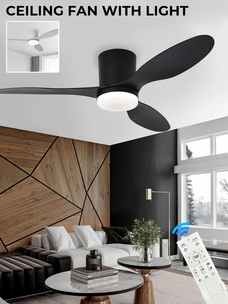 

Electric Fan Ceiling Fan With Light, 6-speed Choice,Reversible DC motor,Easy Install,Dimmable,Whisper,Black/White/Brown/Wood