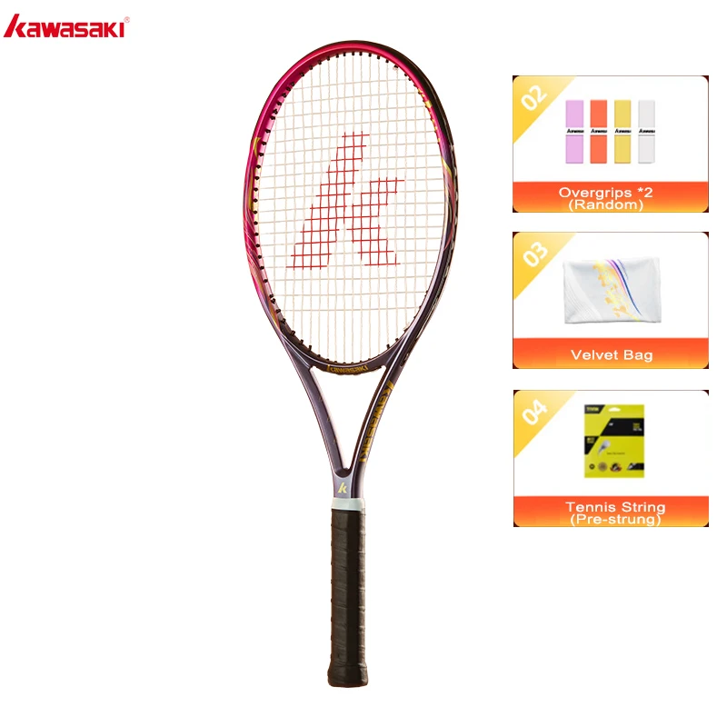 Kawasaki Professioneel Tennisracket Koolstofvezel 104sqin Oversized Hoofd voor Power Control & Spin |   Volwassen tussenspel Tenis