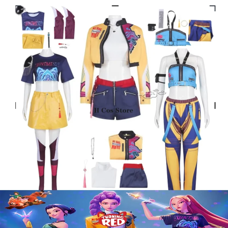 New Rumi Cosplay Costume Anime KPOP Demon Hunter Rumi Role Play Halloween Women Uniform Carnival Party Cos Outfit Fullset