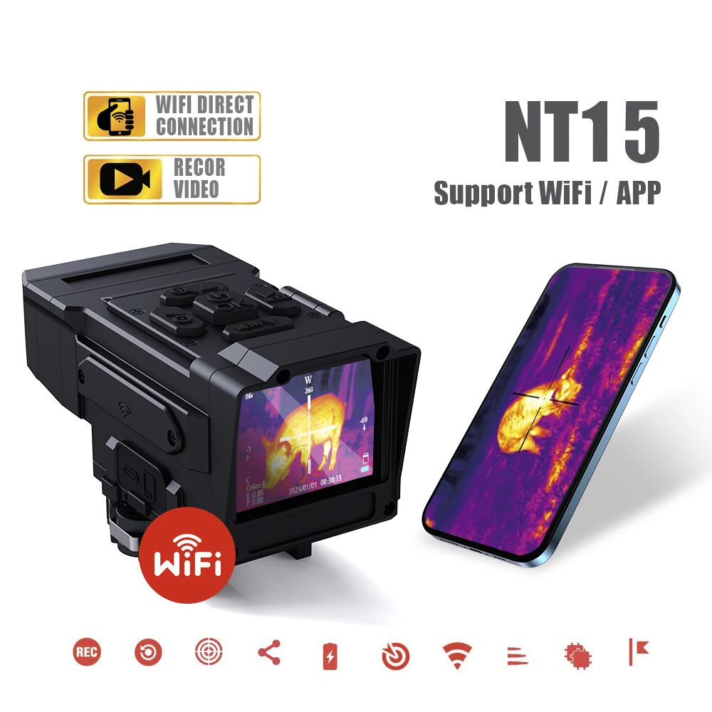 

TRV NT15 256 Infrared Thermal Imager Night Vision Monocular Hunting Scope Thermal Scope WiFi,2K Daytime,PIP,Video Rec