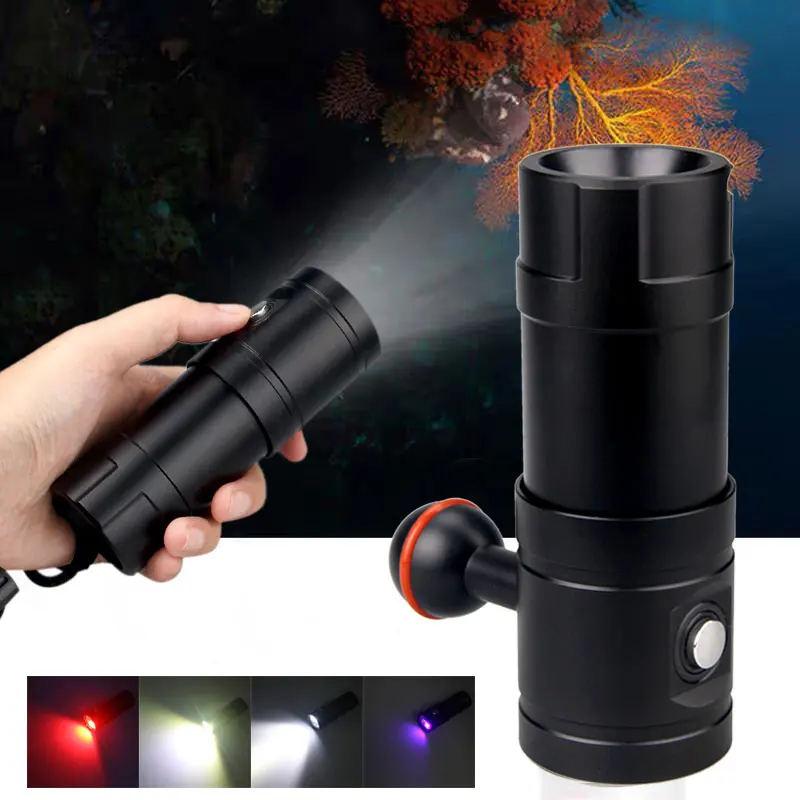 20000Lumen LED Tauchen Taschenlampe IPX8 Tauchen Beleuchtung 100m Wasserdichte Taktische Taschenlampe Für Fotografie Video Füllen Licht