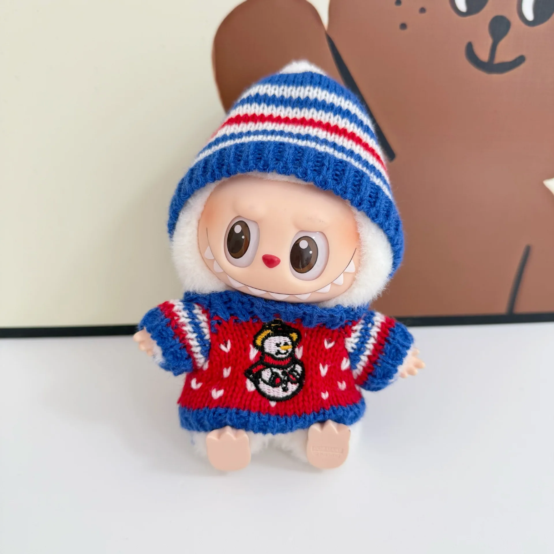 

17cm Labubu 1-3 Gen Doll Outfits | Christmas & New Year Sweater & Hat | Clothes for Labubu Pendants Accessories