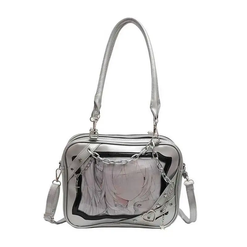 Y2k Chain Transparent Punk Shoulder Underarm Bag All Match Ins Women's Handbags Korean Casual Fashion Crossbody Ita Bags