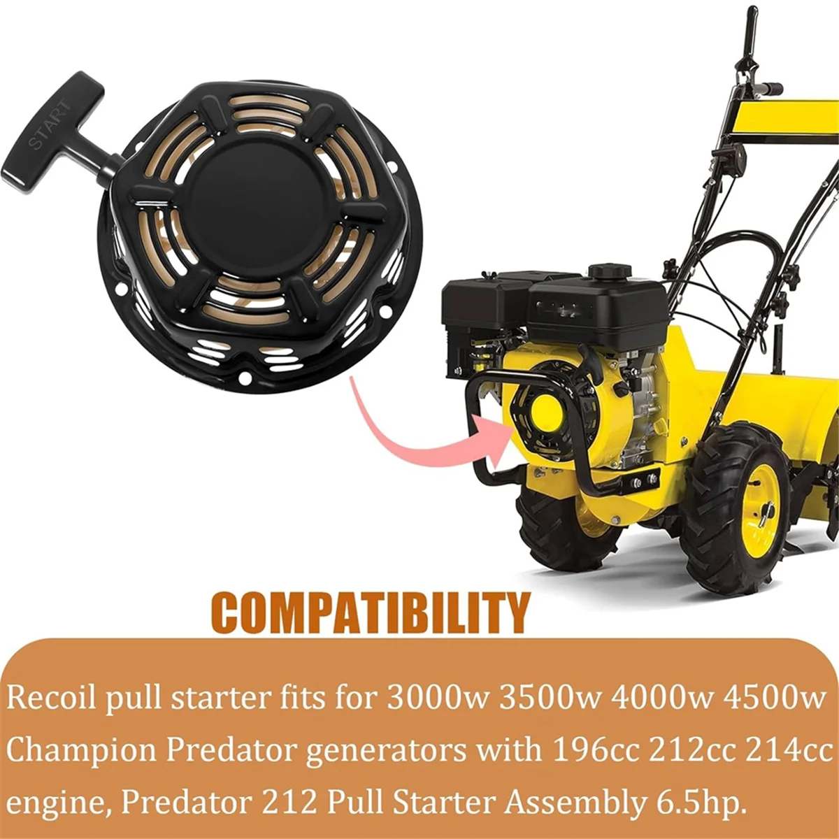 Imagem -03 - Recoil Starter para Champion Pull Start Assembly Peças do Gerador com Corda de Puxar 212cc 196cc 224cc 3500w 4000w 4500w