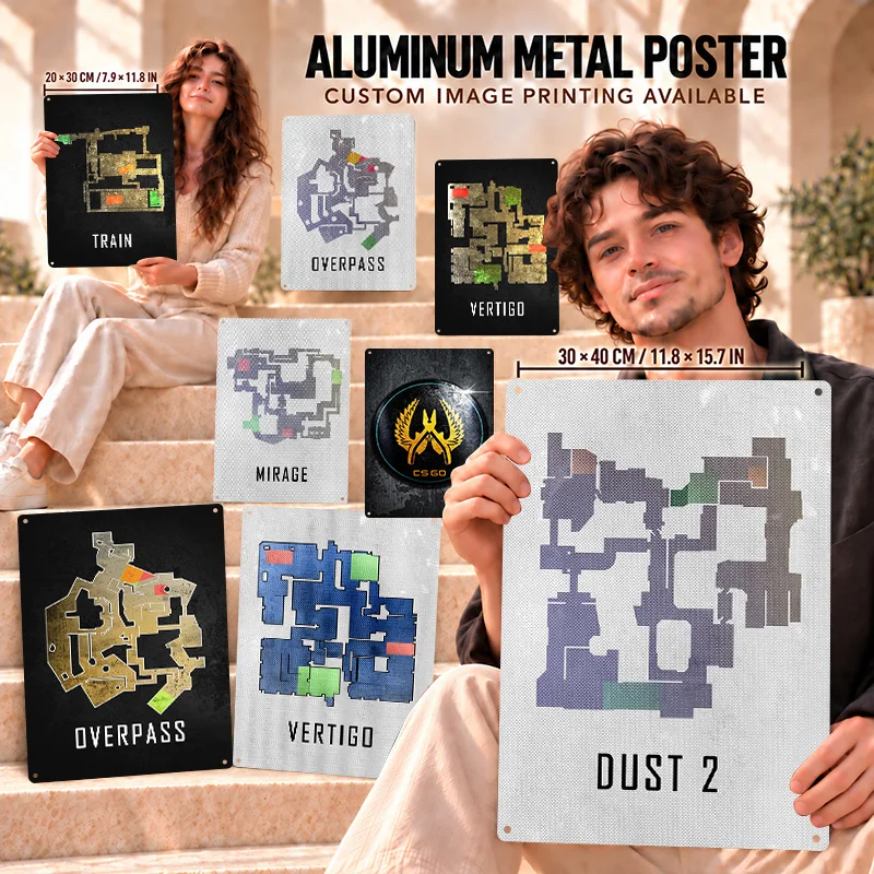 Counter-Strike Printed Posters Military Combat Style Bedroom Wall Art Personalized Aluminum Metal Sign Birthday Gift For Players