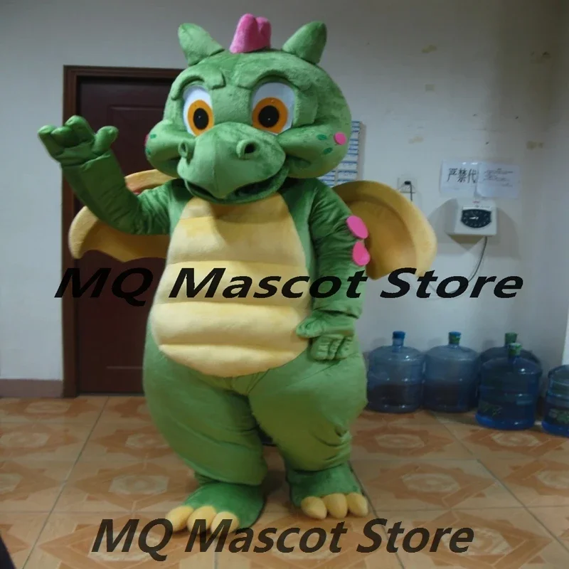 Cartoon Green Dinosaur Mascot Costume Dragon Cosplay Costume Plush Customized Mask Party For Adults Halloween Carnival Event