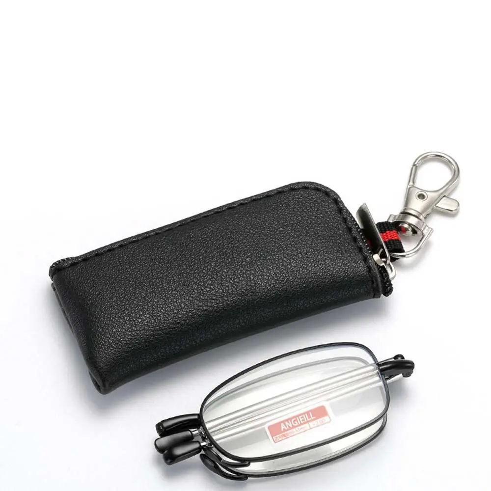 For Men Resin +1.0~+4.0 Metal Anti-Radiation Key Chain With Storage Bag Women's Reading Glasses Folding Reading Glasses