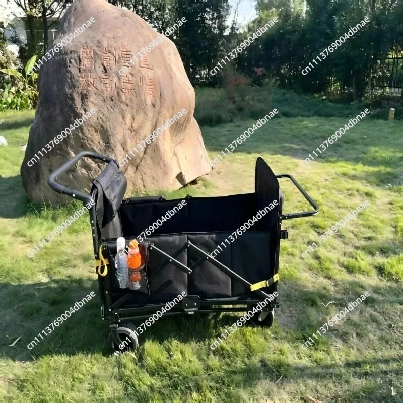 Heavy Duty Folding Camping Cart Wagon, Portable All-Terrain Push Pull Hand Truck with Quick Release for Outdoor Beach Fishing