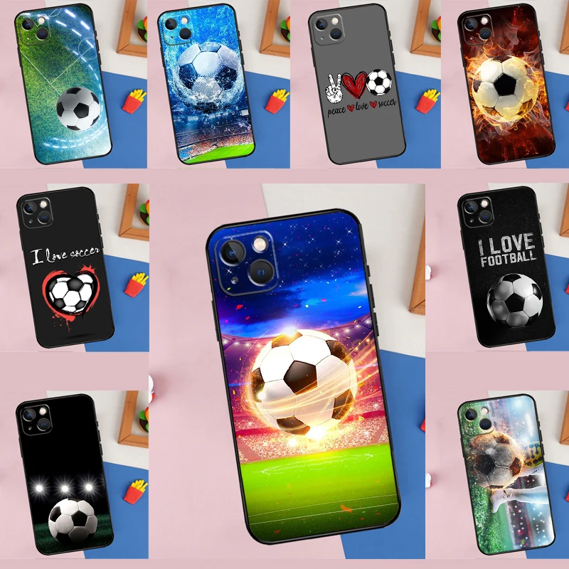 Fire Football Soccer Ball Case For iPhone 12 11 14 15 13 16 Pro Max XS X XR Plus 13 12 Mini Cover Funda