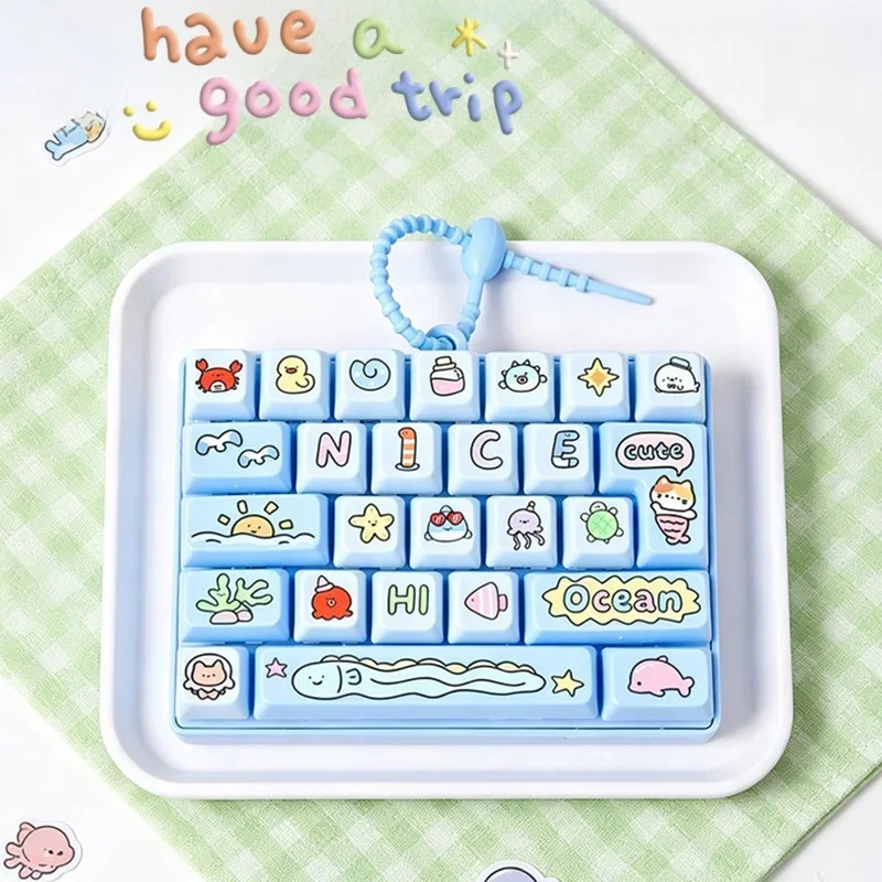 Fidget Clicker Mechanischer Tastatur-Schlüsselanhänger Mini 26-Tasten-Tastenkappen-Anhänger Kreatives Büro-Schreibtisch-Dekompressions-Gadget Geschenk – Detail 10