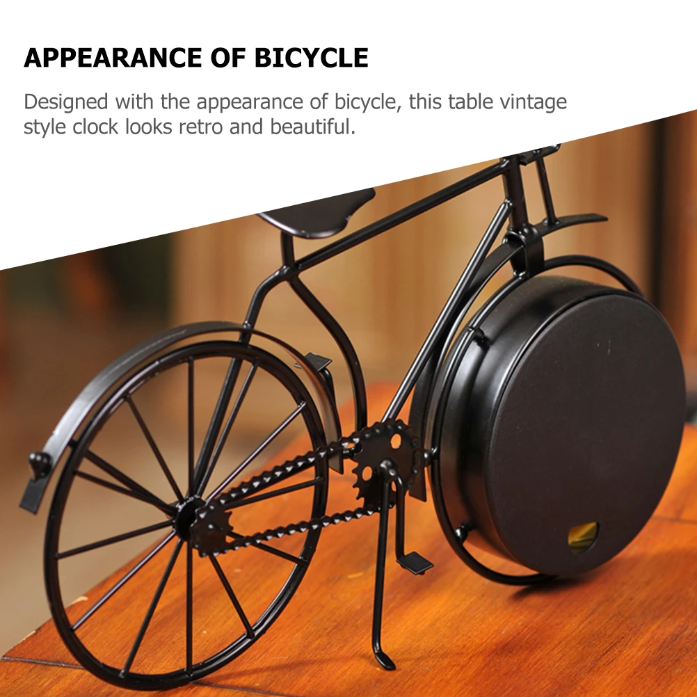 

Bicycle Shaped Table Clock Vintage Metal Desktop Mute Alarm for Office Bedroom Decorative Retro Home Accessory