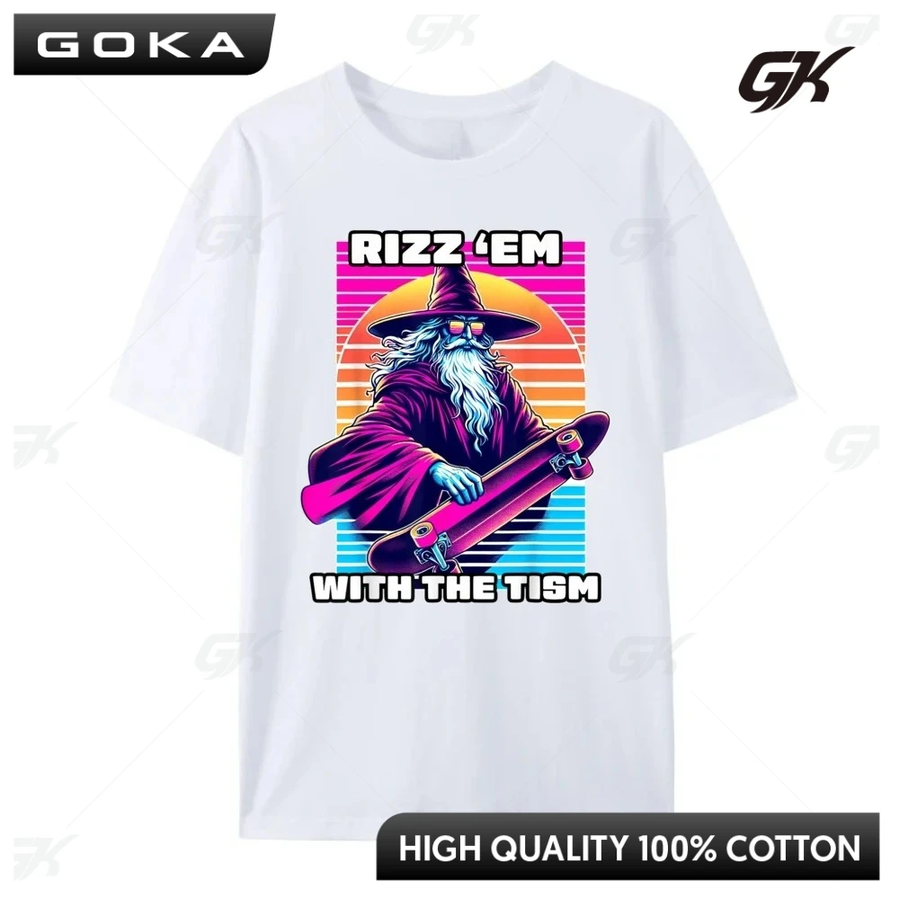 Rizz Em مع التوعية بالتوحد Tism مضحك ميمي جولة قصيرة الأكمام قمم الملابس Camisas دي Hombre زوج مع الجينز