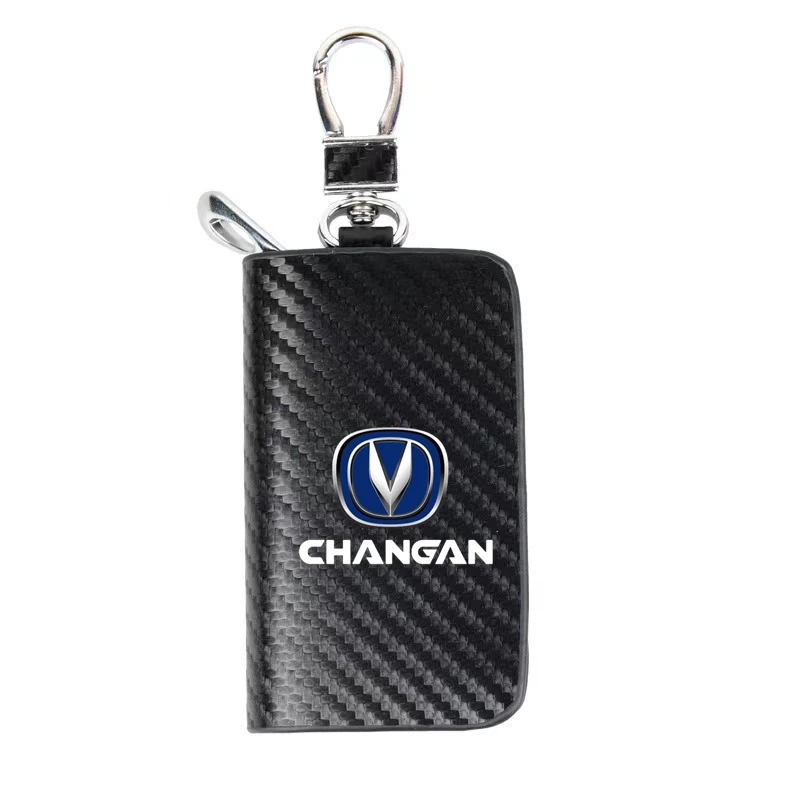 Carbon Filber Car Key Case Keys Full Cover Leather Protection Shell Bag For changan cs35 cs15 cx70 cs55 cs95 cs75 cs75fl plus