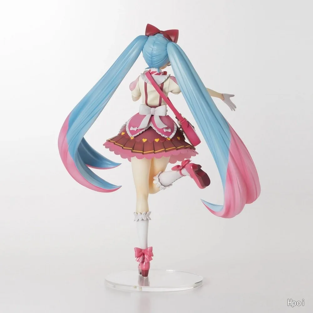 애니메이션 하츠네 미쿠 로리타 원피스 업 스탠딩 리본 x 하트 모델 장난감 선물, 어린이 컬렉션 PVC 액션 피규어, 22cm