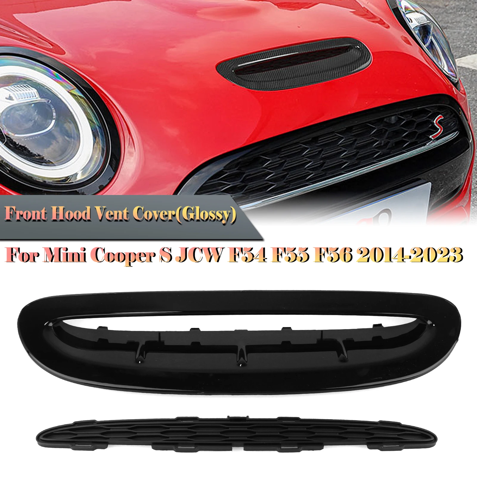 

For Mini Cooper S JCW F54 F55 F56 F57 2014.6-2024 Car Front Air Hood Engine Bonnet Scoop Vent Outlet Cover Trim With Mesh Grid