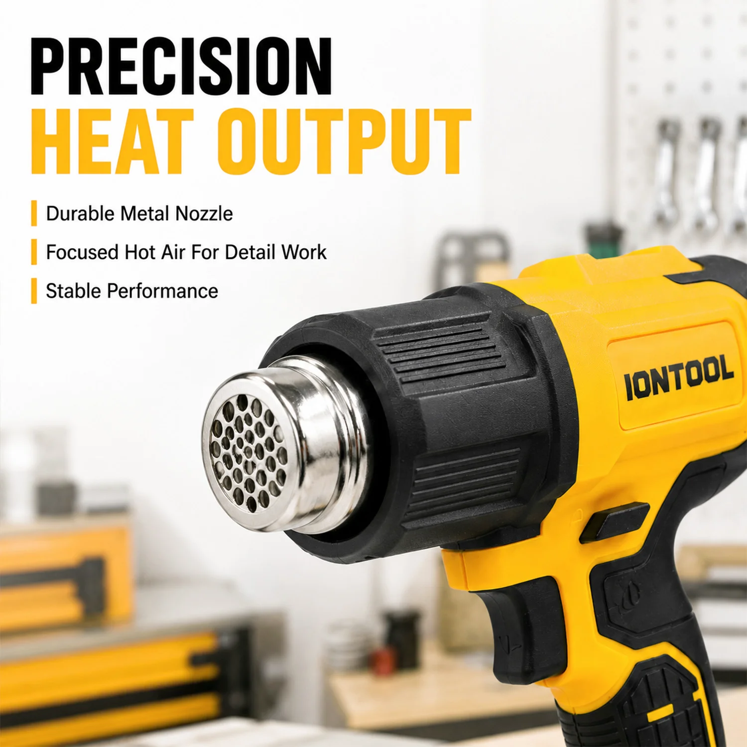 IONTOOL 550℃ Adjustable Cordless Heat Gun Tool Variable Airflow for Drying Paint and Winter heating DIY Bare Unit