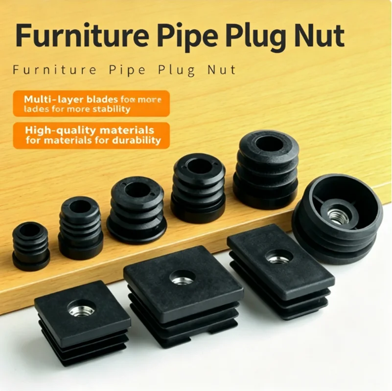2/5/10PCS M6 M8 M10 Square Black Plastic Nut Plug Home Foot Pad Balance Adjustable Wheel Sleeve Plug Decorative Dust Cover