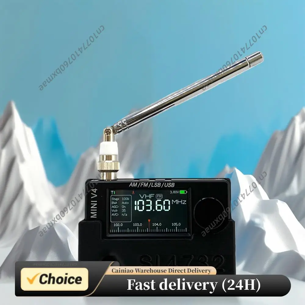 

AMNVOLT V4 ATS MINI Radio with Stand & Headphone Amplifier Si4732 DSP Radios 1.9inch IPS Screen for Walking Hiking Camping