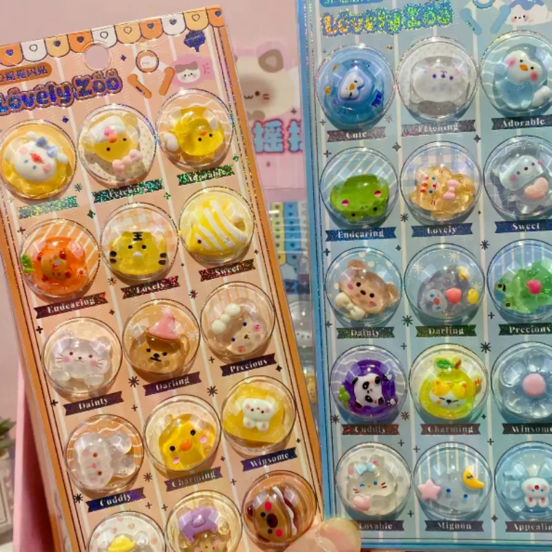 1Pcs Shake Flash Sticker Cartoon Animals 3D Relief Sticker DIY Notebook Scrapbooking Decorative Sticker Reward Gift