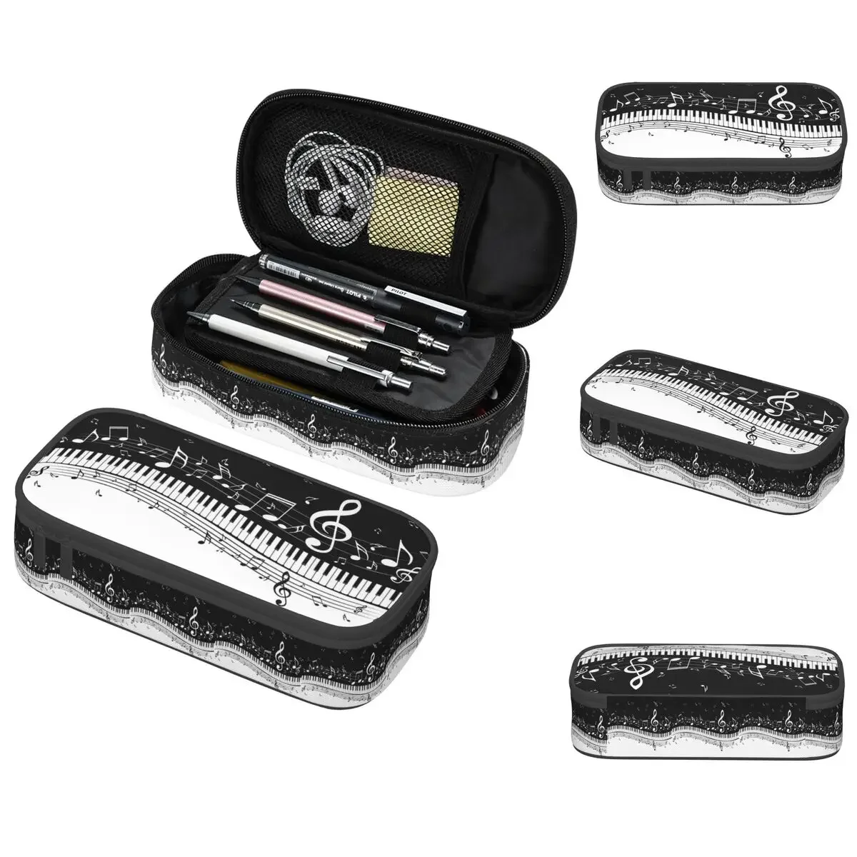 Abstract Piano Keys With Musical Notes Pencil Case for Students School Pen Box Pencil Bag Stationery Supplies Pen Holder Bag