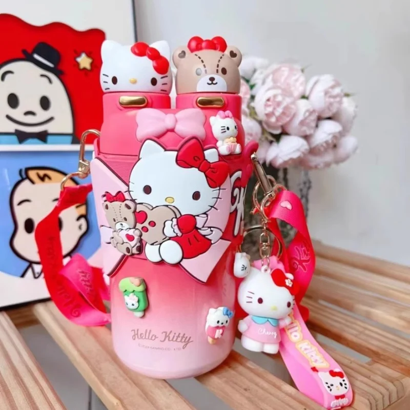 New Sanrio 550ml Hellokitty Double Drinking Cup Insulated Cup Birthday Gift For Girls To Give To Friends Practical Grade Beauty