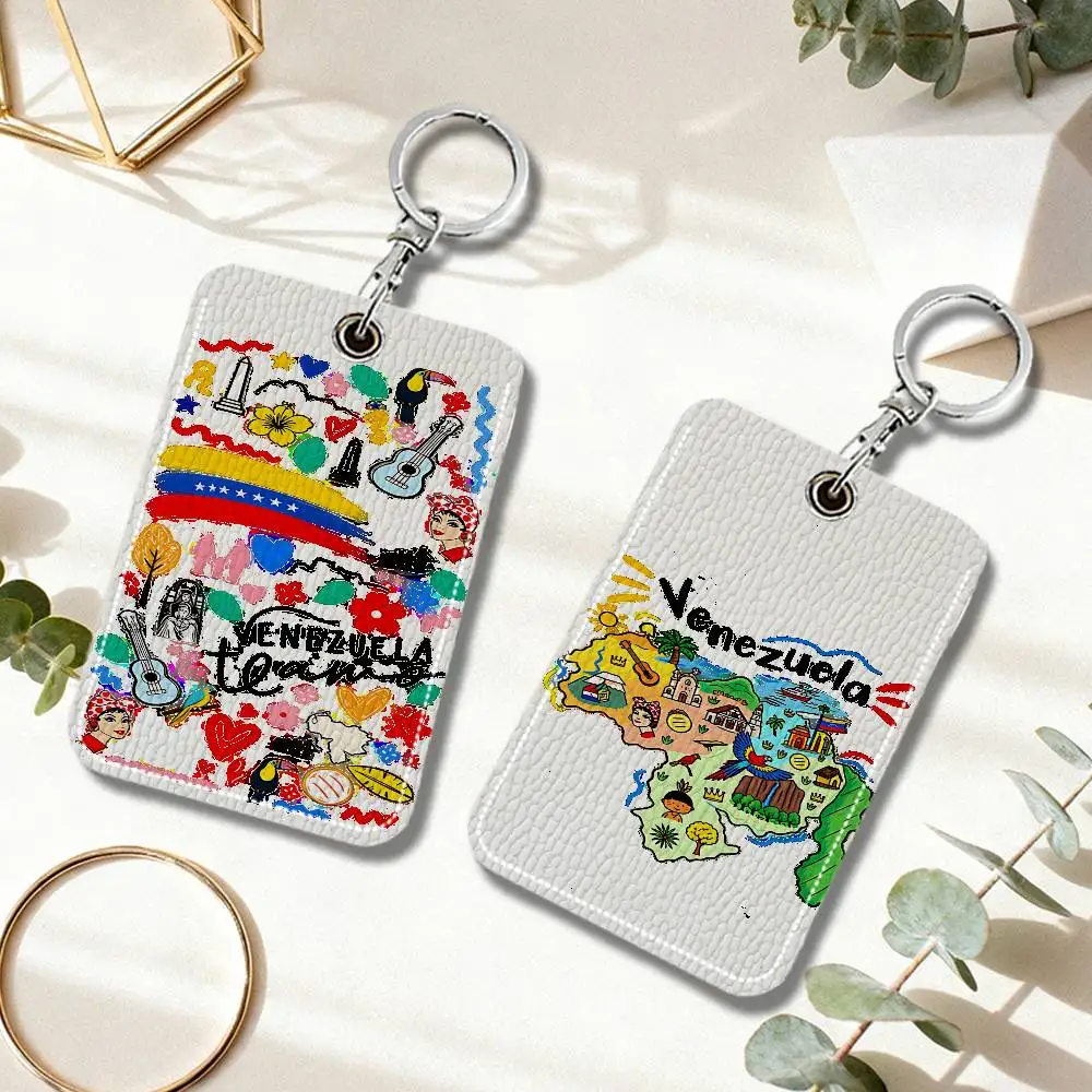 Venezuela Culture Sign Rectangle Keychain Card Holder, Badge Credit Card Holder, Student ID Card Holder, Bus Cards Cover