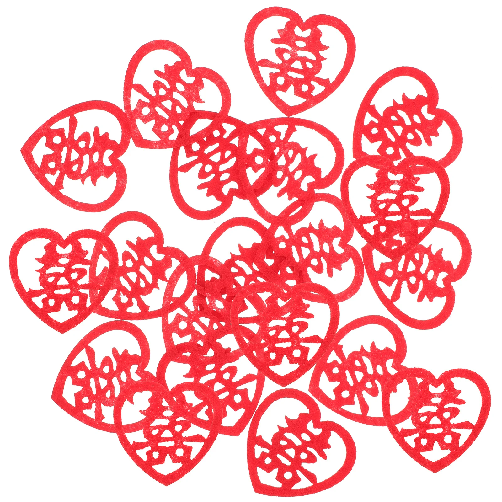 

150pcs Mini Chinese Character Wedding Non-Woven Happy Word Decor For Bed Party Supplies Festive Bright Cloth Confetti Decorative