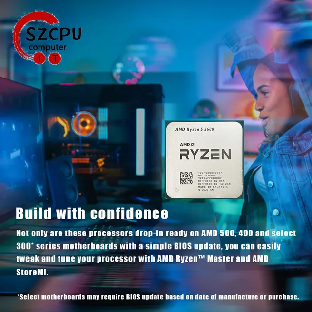 AMD Ryzen 5 5600 R5 5600 3.5 GHz 6-Core 12-Thread CPU Processor 7NM L3=32M 100-000000927 Socket AM4 New and without cooler 5