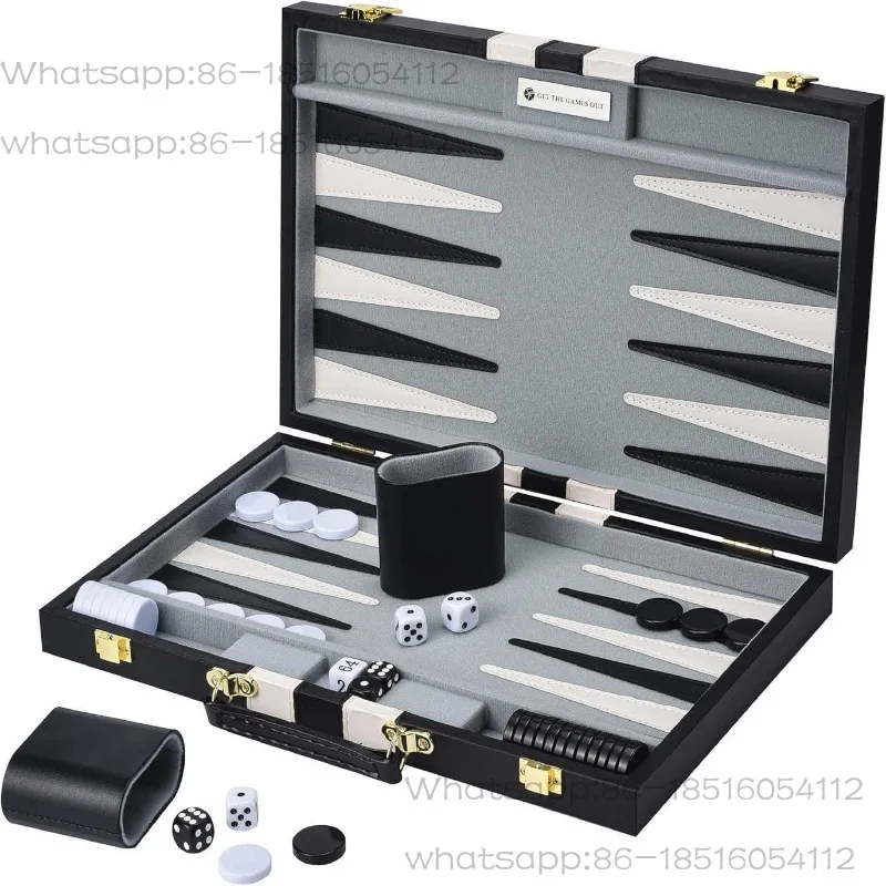 Customized PU Leather Two-way Chess Box Casual Puzzle Game 11-inch Leather Box Western Portable